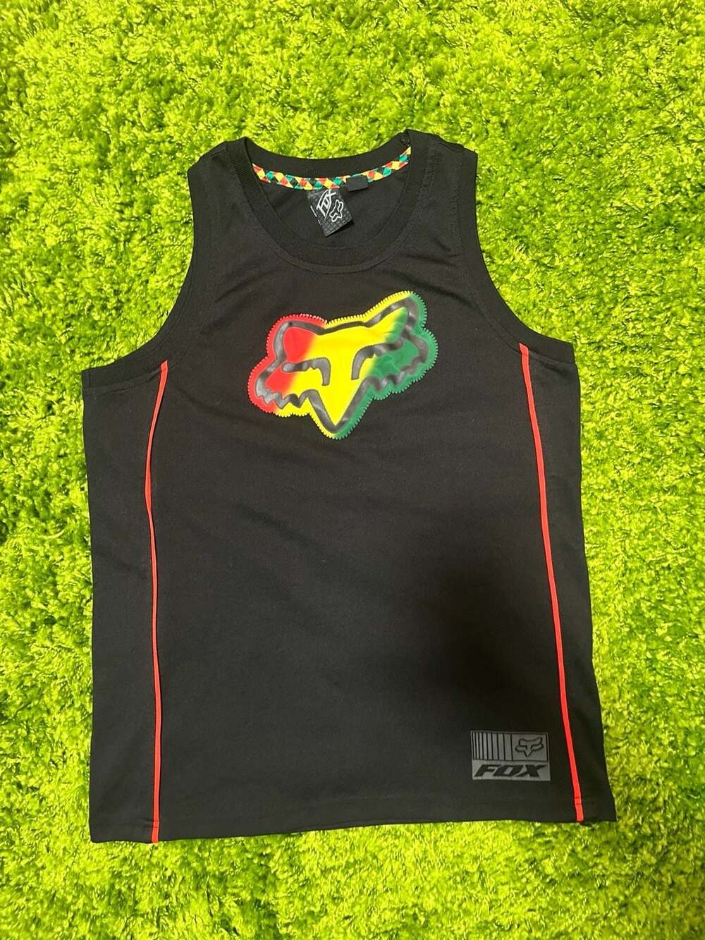 Vintage Fox Racing Rasta Logo Sleeveless Mesh Jersey Tank Top